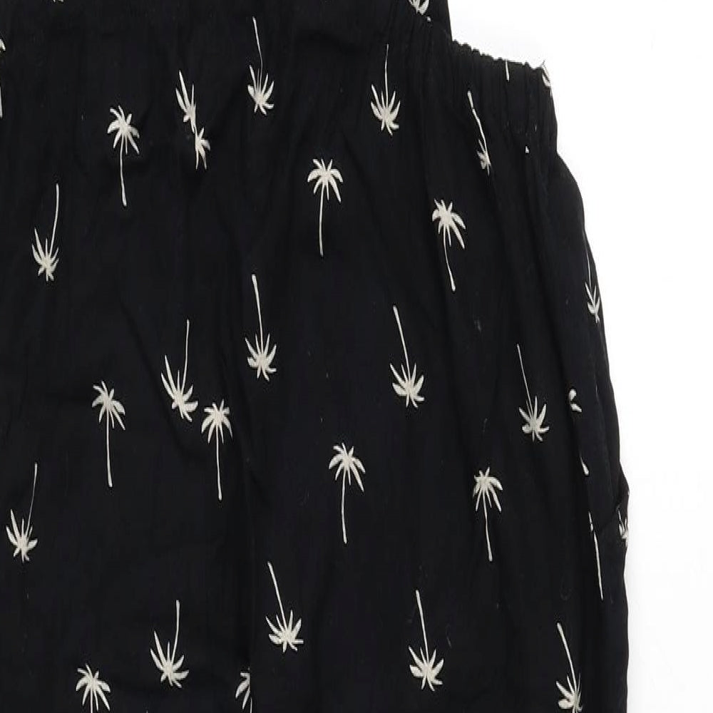 Sugarhill Womens Black Geometric Viscose Dungaree One-Piece Size 14 L27 in Buckle - Palm Trees