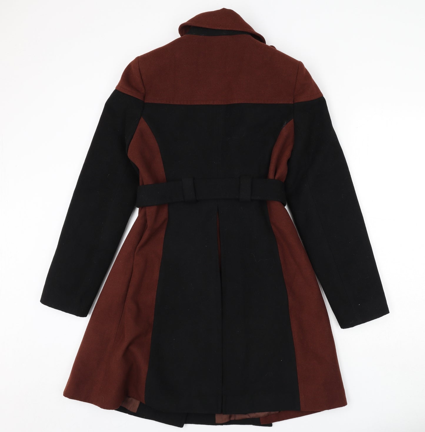 red her Womens Black Overcoat Coat Size 12 Button - Colourblock
