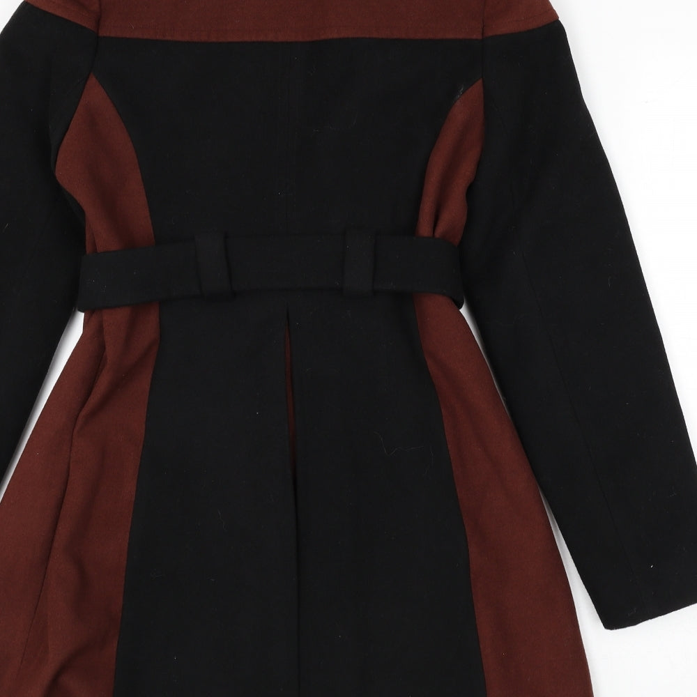 red her Womens Black Overcoat Coat Size 12 Button - Colourblock