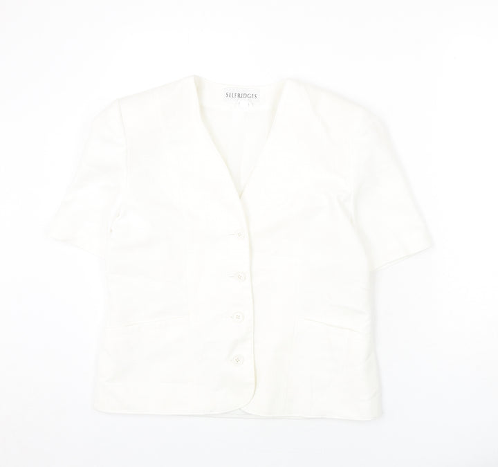 Selfridges Womens White Polyester Jacket Blazer Size 14