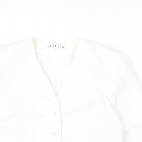 Selfridges Womens White Polyester Jacket Blazer Size 14