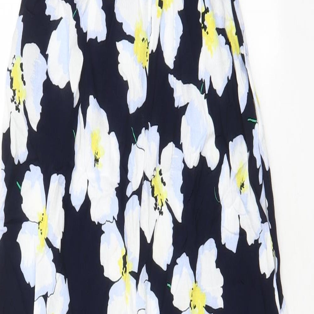 Marks and Spencer Womens Blue Floral Viscose Jumpsuit One-Piece Size 10 L29 in Zip - Belted