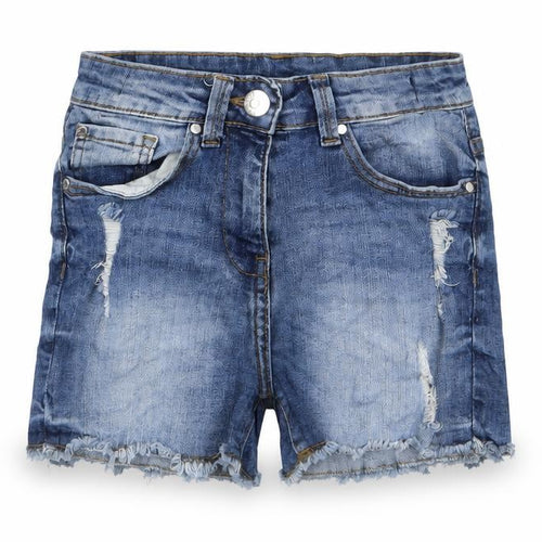 Armata di Mare Girls Blue Cotton Bermuda Shorts Size 11 Years L3 in Regular Zip - Pockets, Belt Loops, Distressed