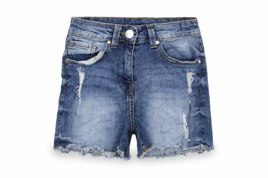 Armata di Mare Girls Blue Cotton Bermuda Shorts Size 11 Years L3 in Regular Zip - Pockets, Belt Loops, Distressed