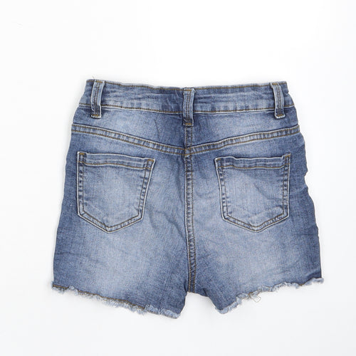 Armata di Mare Girls Blue Cotton Bermuda Shorts Size 11 Years L3 in Regular Zip - Pockets, Belt Loops, Distressed