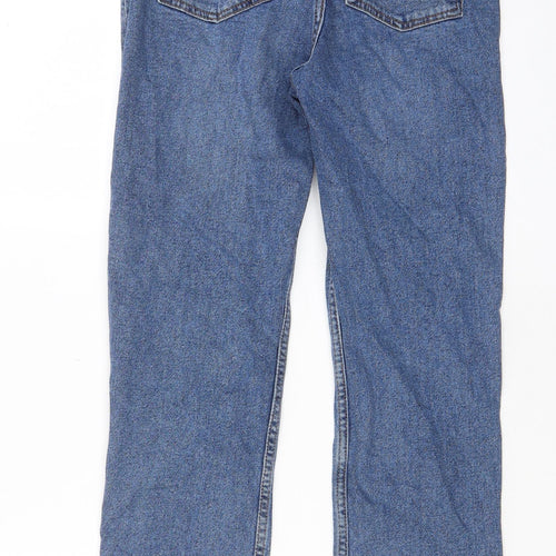 Warehouse Womens Blue Cotton Straight Jeans Size 8 L25 in Regular Zip - Pockets, Belt Loops