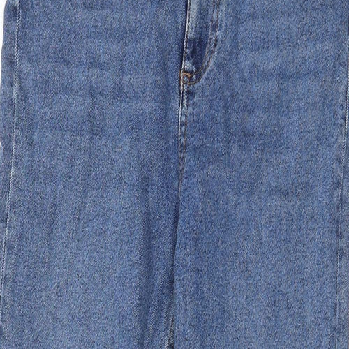 Warehouse Womens Blue Cotton Straight Jeans Size 8 L25 in Regular Zip - Pockets, Belt Loops
