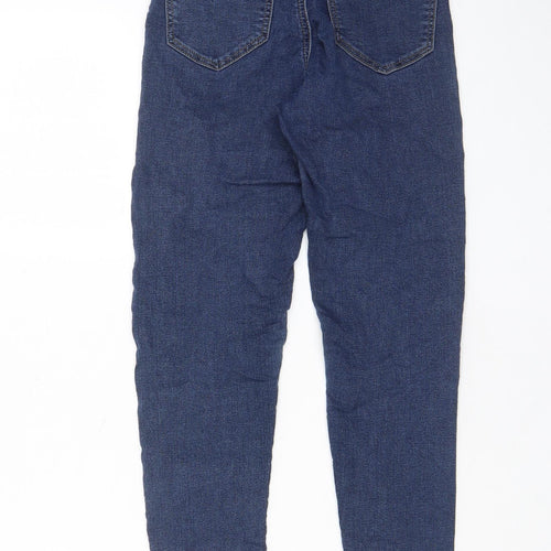 Topshop Womens Blue Cotton Skinny Jeans Size 26 in L30 in Regular Zip - Open knee