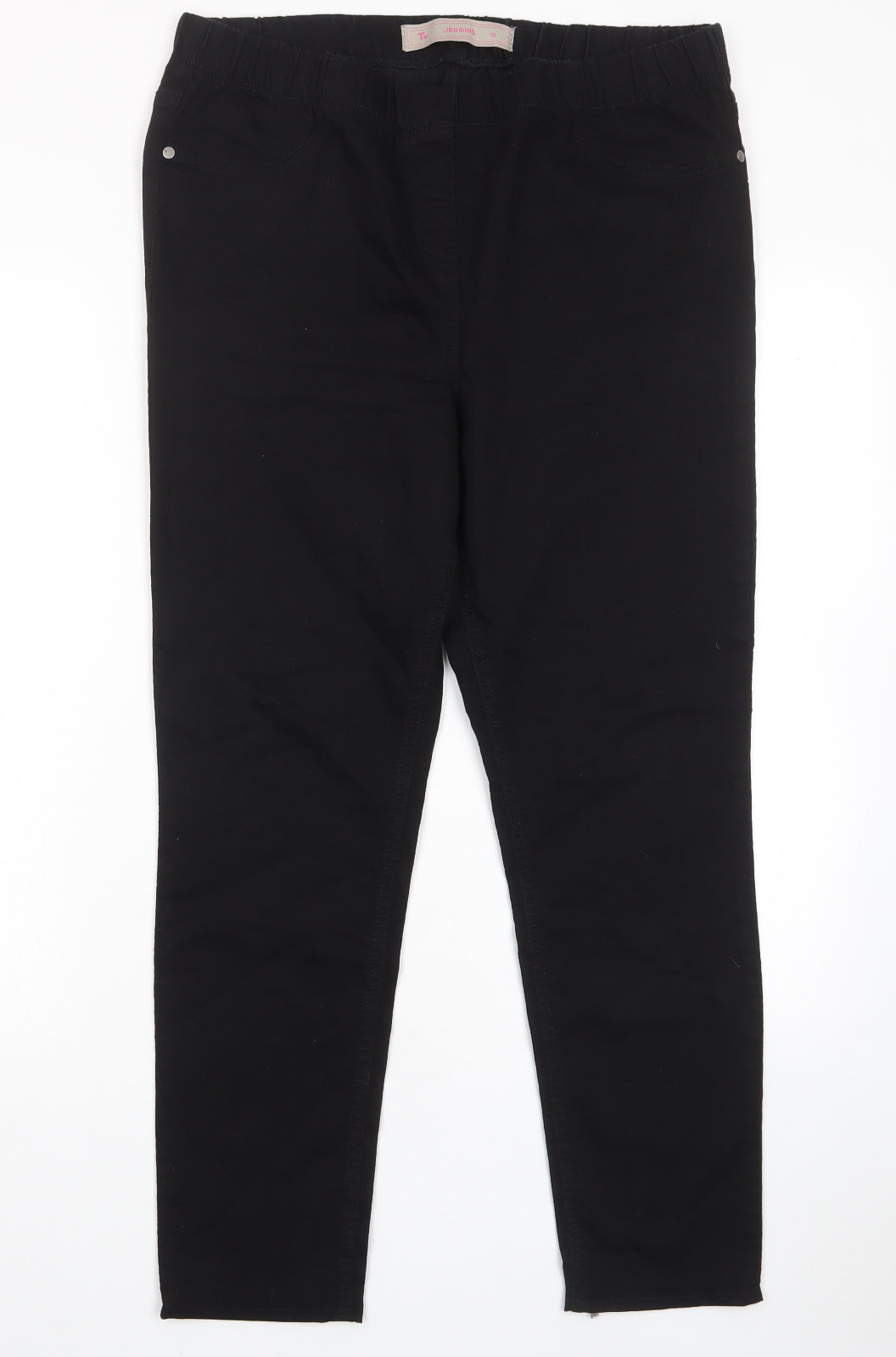 TU Womens Black Cotton Jegging Jeans Size 16 L28 in Regular - Elastic waist
