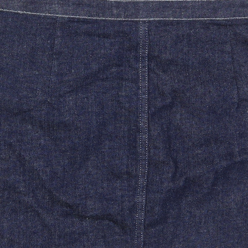 Topshop Womens Blue Cotton A-Line Skirt Size 28 in Zip - Pockets