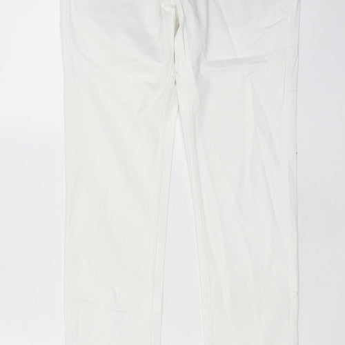 Zara Womens White Cotton Chino Trousers Size 8 L30 in Regular Zip - Pockets, Belt Loops