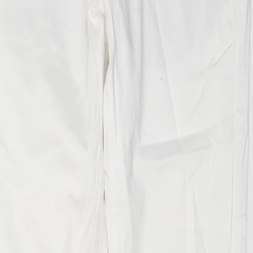 Zara Womens White Cotton Chino Trousers Size 8 L30 in Regular Zip - Pockets, Belt Loops