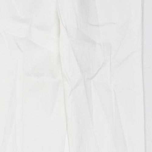 Zara Womens White Cotton Chino Trousers Size 8 L30 in Regular Zip - Pockets, Belt Loops