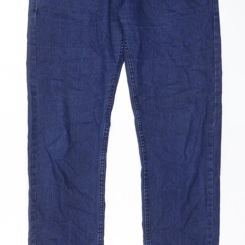 Jean Master Womens Blue Cotton Straight Jeans Size 34 in L32 in Regular Zip - Pockets, Belt Loops