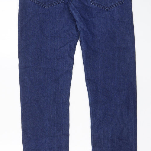 Jean Master Womens Blue Cotton Straight Jeans Size 34 in L32 in Regular Zip - Pockets, Belt Loops