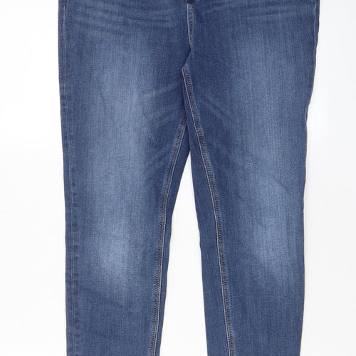 Marks and Spencer Womens Blue Cotton Skinny Jeans Size 32 in L27 in Regular Zip - Pockets, Belt Loops
