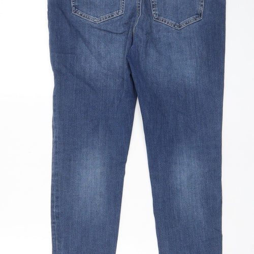 Marks and Spencer Womens Blue Cotton Skinny Jeans Size 32 in L27 in Regular Zip - Pockets, Belt Loops