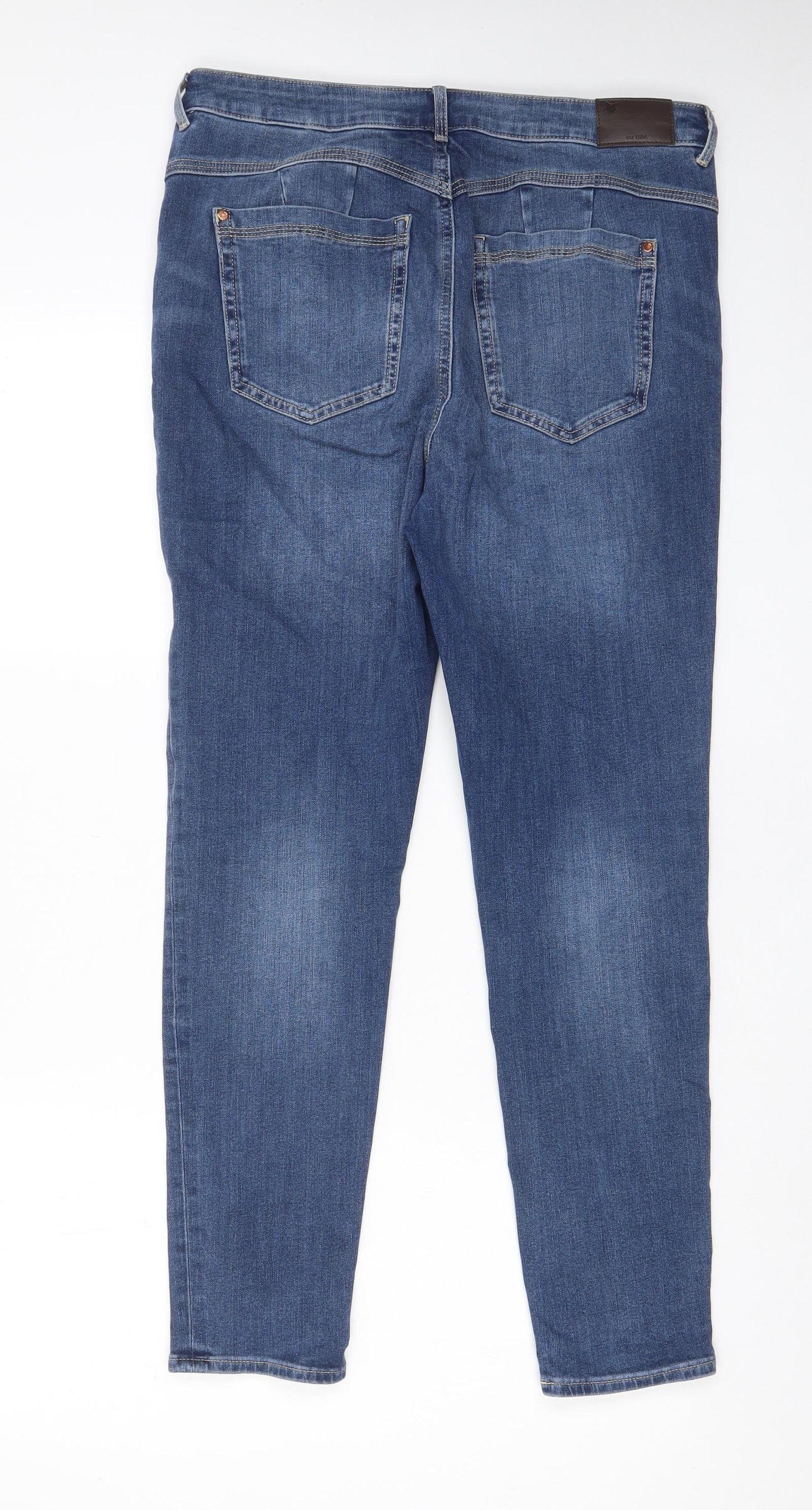Marks and Spencer Womens Blue Cotton Skinny Jeans Size 32 in L27 in Regular Zip - Pockets, Belt Loops