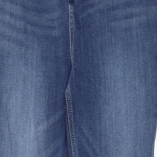Marks and Spencer Womens Blue Cotton Skinny Jeans Size 32 in L27 in Regular Zip - Pockets, Belt Loops