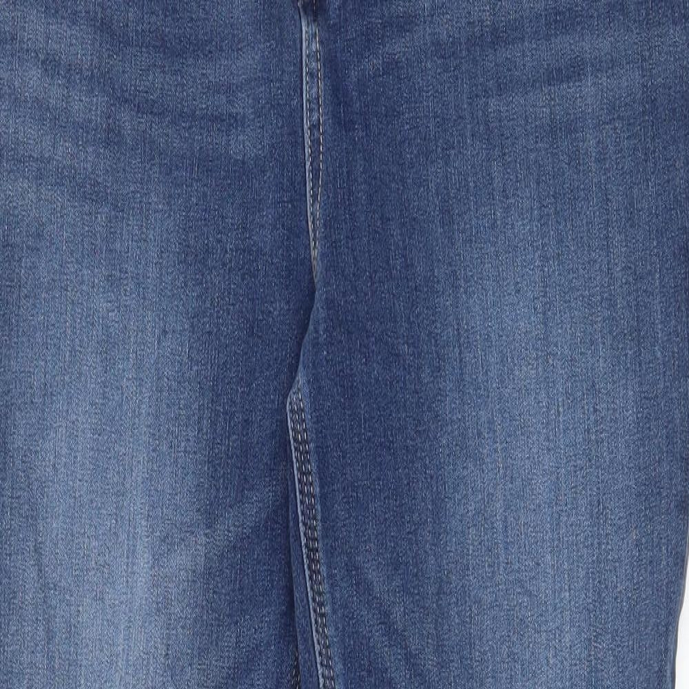 Marks and Spencer Womens Blue Cotton Skinny Jeans Size 32 in L27 in Regular Zip - Pockets, Belt Loops