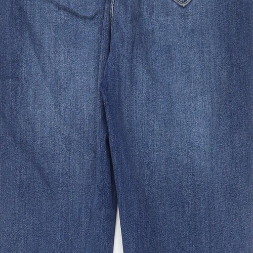 Marks and Spencer Womens Blue Cotton Skinny Jeans Size 32 in L27 in Regular Zip - Pockets, Belt Loops