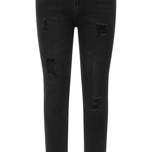 New Look Girls Black Cotton Skinny Jeans Size 12 Years L26 in Regular Zip - Distressed, Pockets, Belt Loops