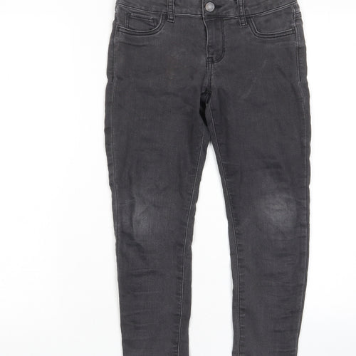 Gap Girls Grey Cotton Skinny Jeans Size 8 Years L20 in Regular Zip - Pockets, Belt Loops, Adjustable waist