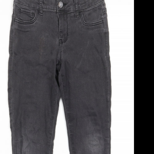 Gap Girls Grey Cotton Skinny Jeans Size 8 Years L20 in Regular Zip - Pockets, Belt Loops, Adjustable waist
