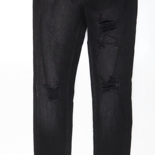 Denim & Co. Womens Black Cotton Skinny Jeans Size 8 L27 in Regular Zip - Pockets, Belt Loops
