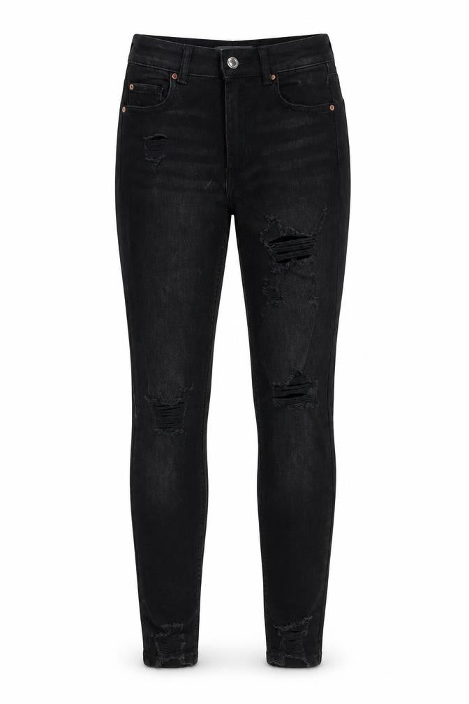Denim & Co. Womens Black Cotton Skinny Jeans Size 8 L27 in Regular Zip - Pockets, Belt Loops