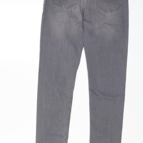 H7m Girls Grey Cotton Skinny Jeans Size 12-13 Years L26 in Regular Zip - Pockets, Belt Loops