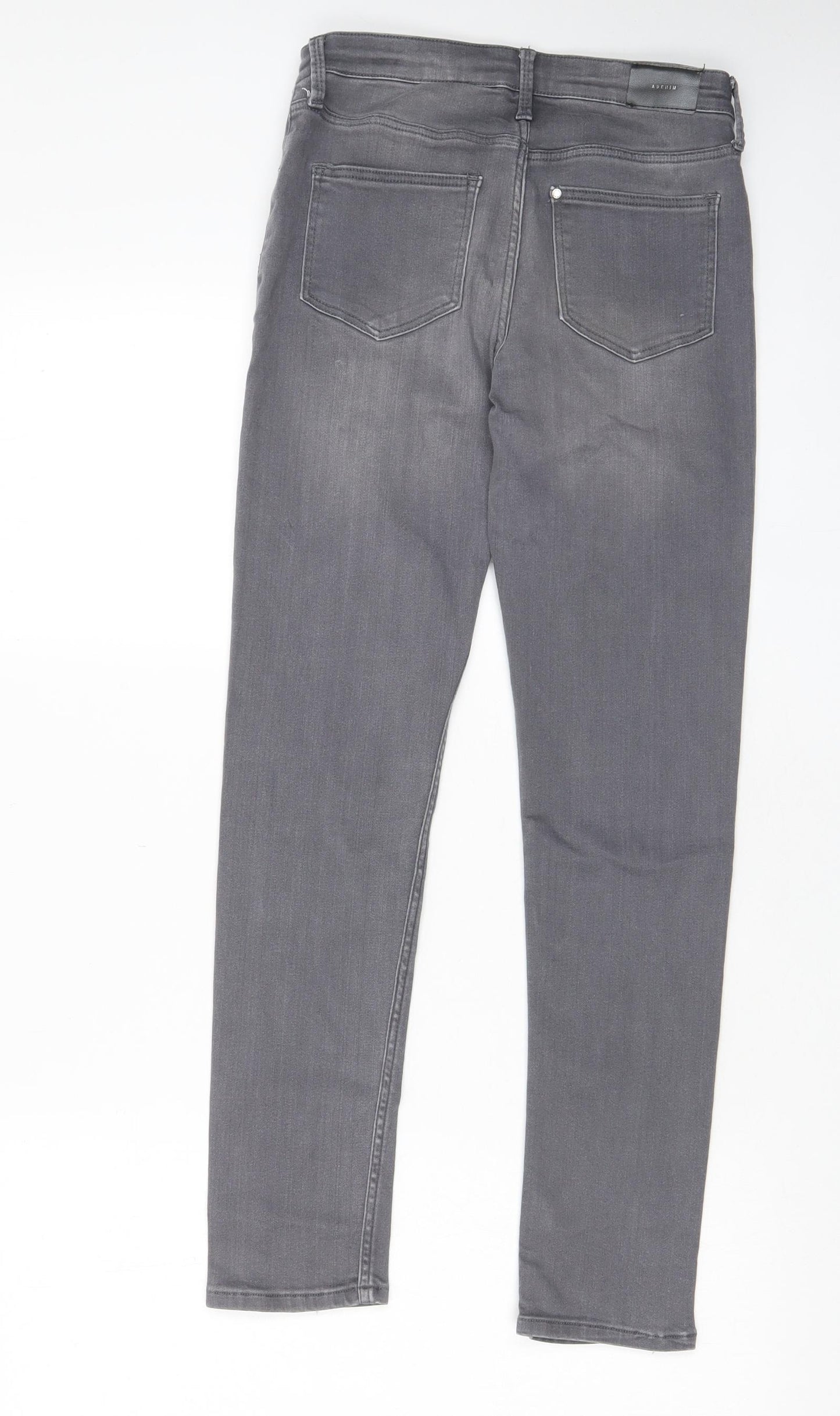 H7m Girls Grey Cotton Skinny Jeans Size 12-13 Years L26 in Regular Zip - Pockets, Belt Loops