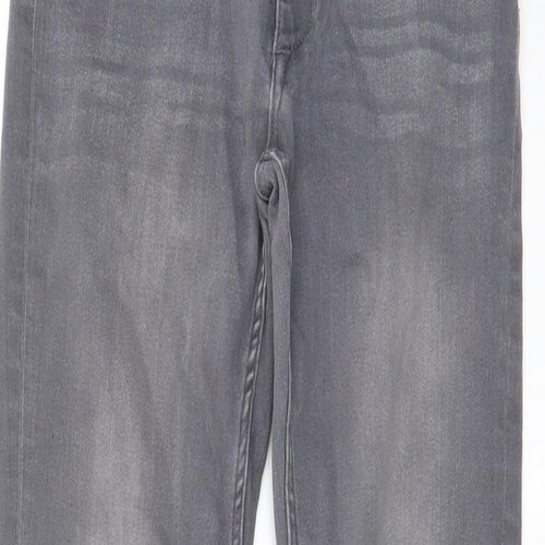 H7m Girls Grey Cotton Skinny Jeans Size 12-13 Years L26 in Regular Zip - Pockets, Belt Loops