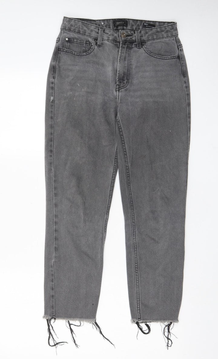 Only Womens Grey Cotton Straight Jeans Size 28 L32 in Regular Zip - Pockets, Belt Loops