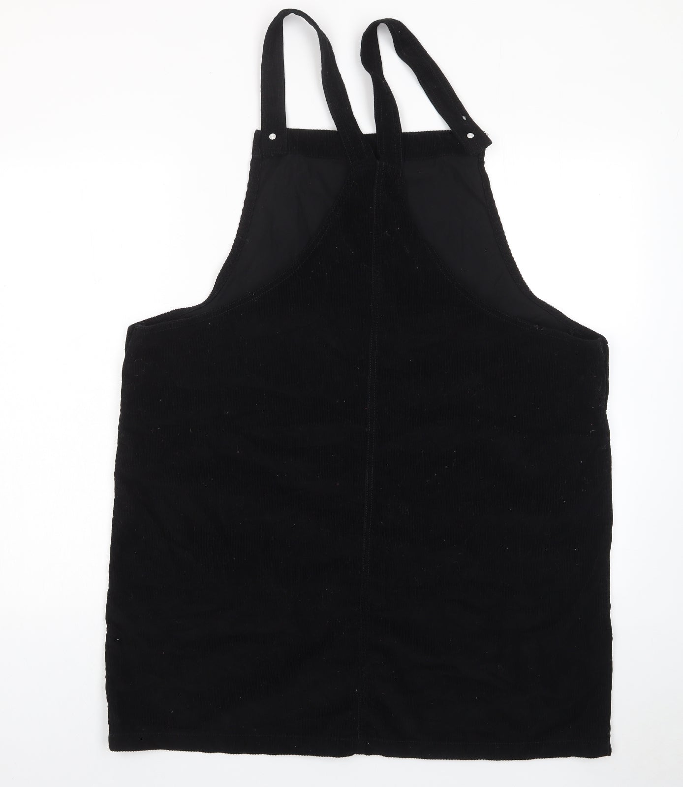 Papaya Womens Black Cotton Pinafore/Dungaree Dress Size 20 Square Neck Button - Pockets