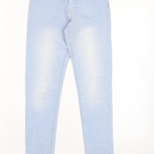 H&M Girls Blue Cotton Skinny Jeans Size 11-12 Years L25 in Regular Zip - Pockets