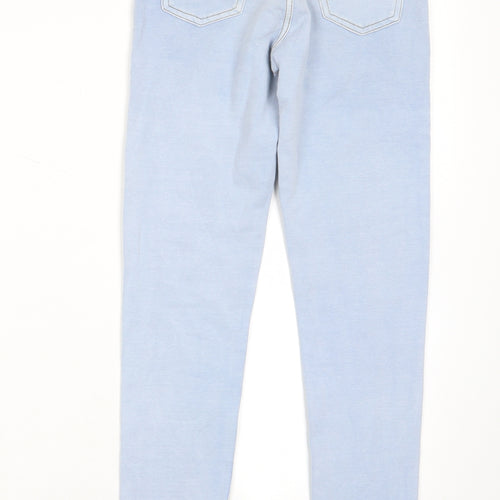 H&M Girls Blue Cotton Skinny Jeans Size 11-12 Years L25 in Regular Zip - Pockets