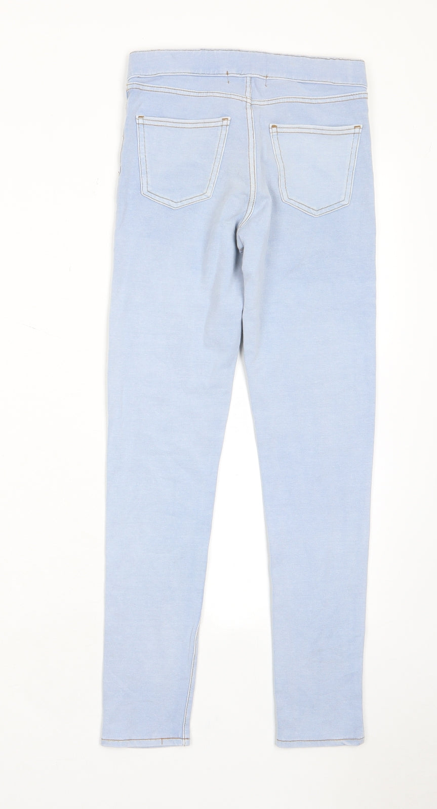 H&M Girls Blue Cotton Skinny Jeans Size 11-12 Years L25 in Regular Zip - Pockets