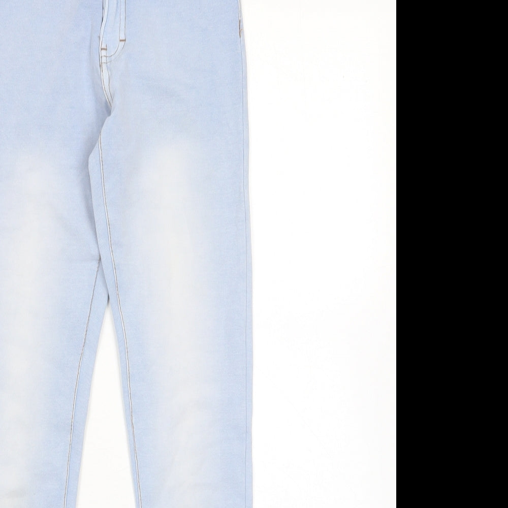 H&M Girls Blue Cotton Skinny Jeans Size 11-12 Years L25 in Regular Zip - Pockets