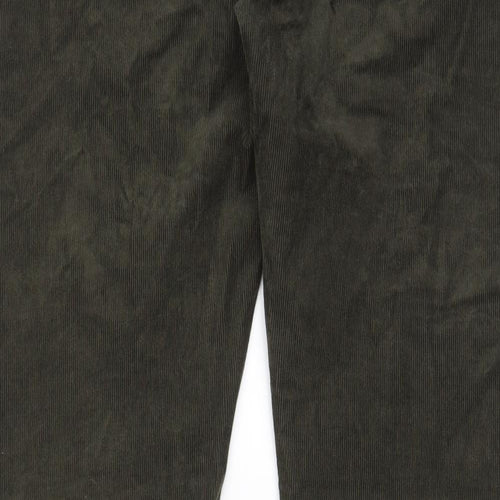Marks and Spencer Mens Green Cotton Trousers Size 38 in L33 in Slim Zip - Pockets, Belt Loops