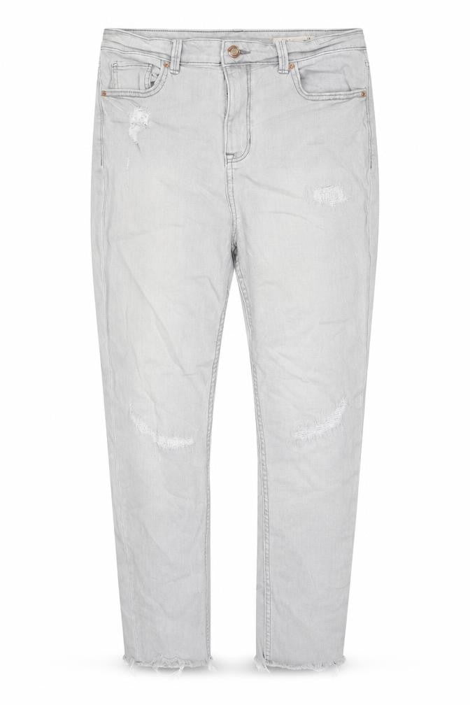 Marks and Spencer Womens Grey Cotton Skinny Jeans Size 14 L27 in Regular Zip - Pockets, Belt Loops, Embroided
