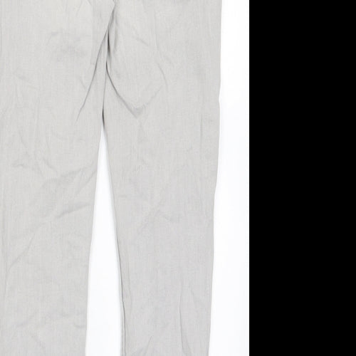 Marks and Spencer Womens Grey Cotton Skinny Jeans Size 14 L27 in Regular Zip - Pockets, Belt Loops, Embroided
