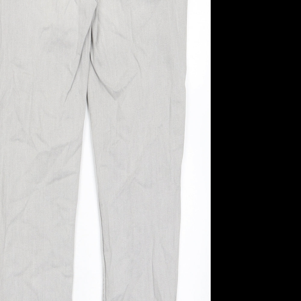 Marks and Spencer Womens Grey Cotton Skinny Jeans Size 14 L27 in Regular Zip - Pockets, Belt Loops, Embroided