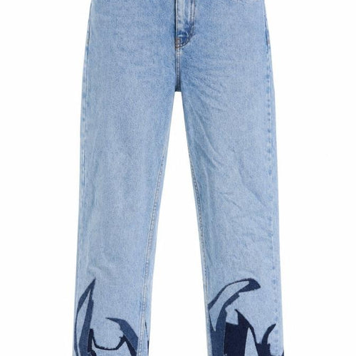 Topshop Womens Blue Geometric Cotton Mom Jeans Size 26 in L34 in Regular Zip - Pockets, Belt Loops