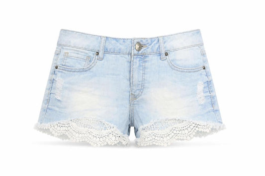 Blue Spice Girls Blue Cotton Bermuda Shorts Size 7 Years Regular Zip - Pockets, Belt Loops, Crochet