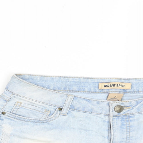 Blue Spice Girls Blue Cotton Bermuda Shorts Size 7 Years Regular Zip - Pockets, Belt Loops, Crochet