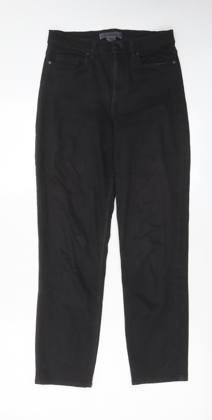 H7m Womens Black Cotton Straight Jeans Size 8 L27 in Regular Zip - Pockets, Belt Loops