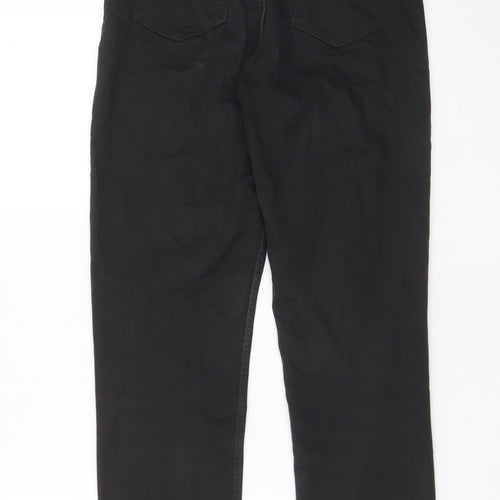 H7m Womens Black Cotton Straight Jeans Size 8 L27 in Regular Zip - Pockets, Belt Loops