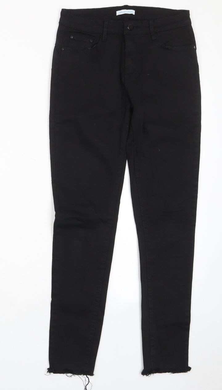 Renatta&go Womens Black Cotton Skinny Jeans Size 10 L27 in Regular Zip - Pockets, Belt Loops