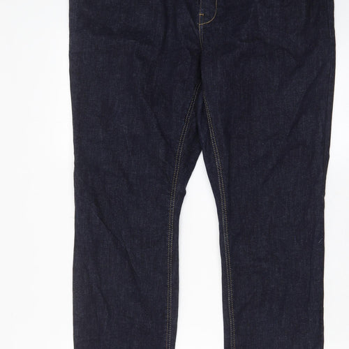 Lindex Womens Blue Cotton Straight Jeans Size 38 in L30 in Regular Zip - Pockets, Belt Loops